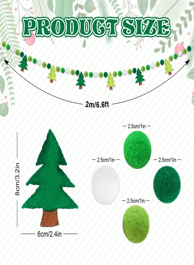 وولاين لافتة عيد الميلاد من اللباد من Whaline، زينة معلقة ثلاثية الأبعاد لشجرة عيد الميلاد، لون أخضر وأبيض، مزينة بكرات بوم، لتزيين المنزل والمدفأة والجدار والنافذة، لوازم الحفلات - Image 2