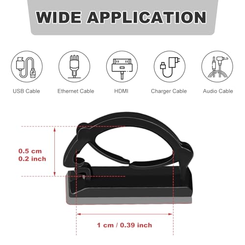 GWHOLE 100Pcs Adhesive Cable Clips Cord Organizer Wire Management for Car Office and Home - Image 2