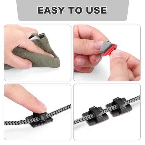 GWHOLE 100Pcs Adhesive Cable Clips Cord Organizer Wire Management for Car Office and Home - Image 3