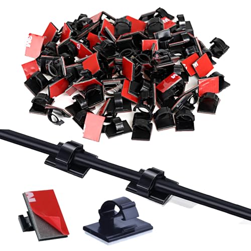 GWHOLE 100Pcs Adhesive Cable Clips Cord Organizer Wire Management for Car Office and Home - Image 1