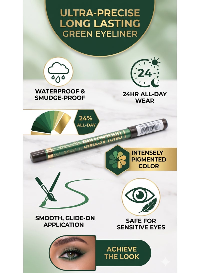 Professional Longlasting Eye Pencil - Shade 107 Dark Forest Green - 2-in-1 Kohl & Eyeliner - Waterproof - Image 4