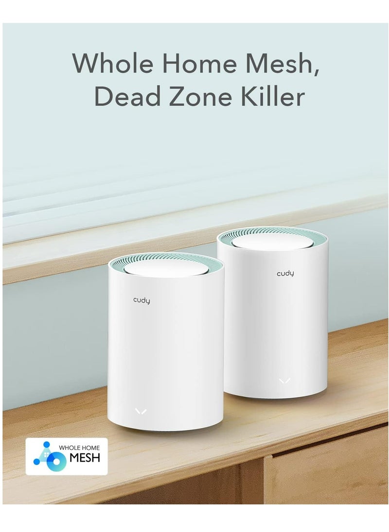 Cudy M1200 2-Pack AC1200 Whole Home WiFi Mesh System, AC1200 Dual Band WiFi Router, Range Extender, Vpn, IPv6, Ddns