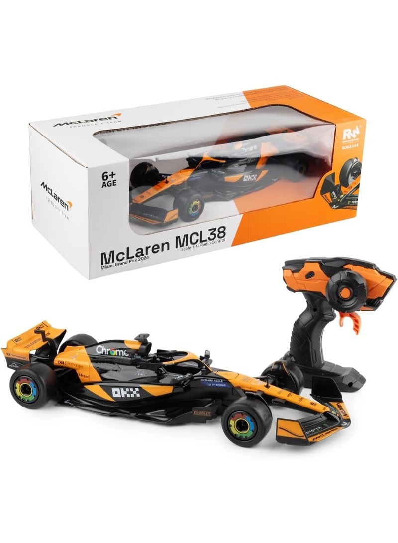 McLaren Formula 1 RC Racing Car, 2.4GHz Remote Control, Realistic Design, Rechargeable, Orange, 1:14 Scale - Image 1