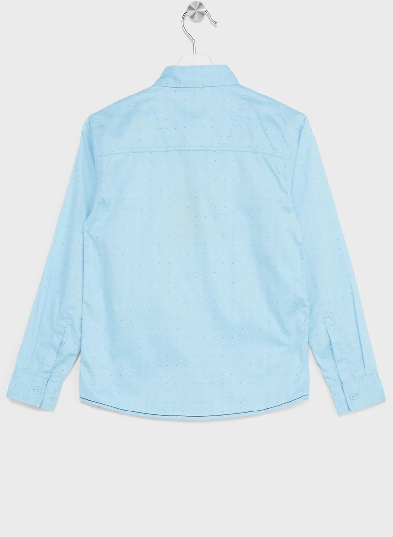 Pinata Boys Granded Collar Printed Shirt And Pant Set