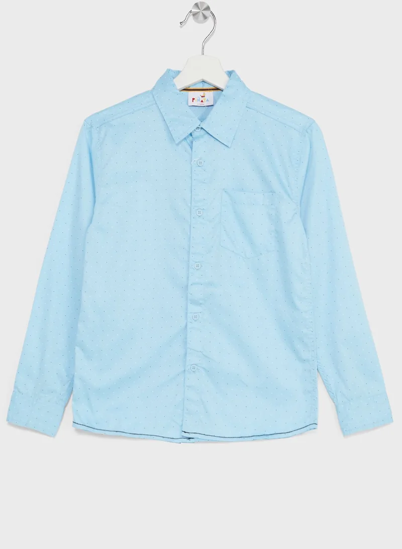 Pinata Boys Granded Collar Printed Shirt And Pant Set