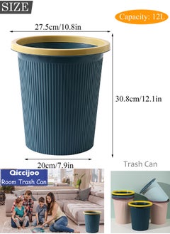 Qiccijoo Qiccijoo 3Pack Trash Can Wastebasket 12L Trash Bin Garbage Can for Compact Spaces, Bathroom, Office, Bedroom, Kitchen,Laundry Room(Blue)  - Image 2