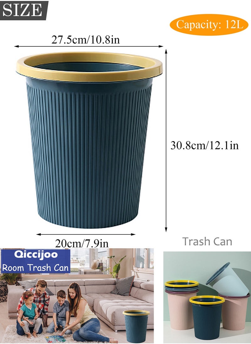 Qiccijoo - Qiccijoo 3Pack Trash Can Wastebasket 12L Trash Bin Garbage Can for Compact Spaces, Bathroom, Office, Bedroom, Kitchen,Laundry Room(Blue) - Image 1