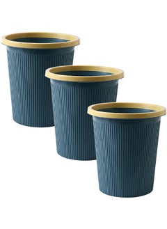 Qiccijoo Qiccijoo 3Pack Trash Can Wastebasket 12L Trash Bin Garbage Can for Compact Spaces, Bathroom, Office, Bedroom, Kitchen,Laundry Room(Blue)  - Image 1