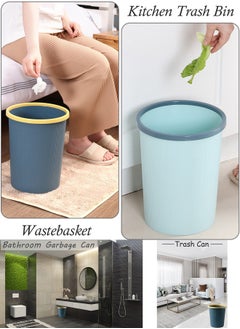 Qiccijoo Qiccijoo 3Pack Trash Can Wastebasket 12L Trash Bin Garbage Can for Compact Spaces, Bathroom, Office, Bedroom, Kitchen,Laundry Room(Blue)  - Image 5
