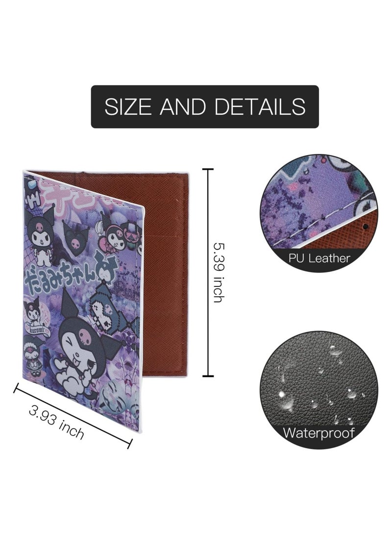 Kawaii kuromi leather passport holder case, cartoon passport wallet credit card holder for lady girl - Image 2