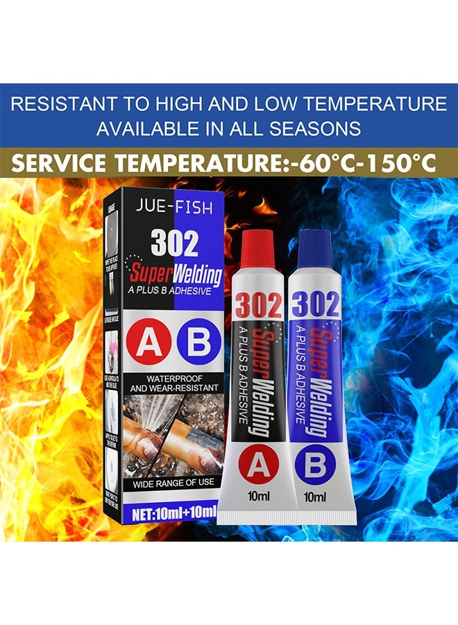 JUE-FISH Liquid Metal Weld Repair Paste, Strong AB Liquid Metal Repair Glue, All-Purpose Epoxy Metal Glue, Industrial Heat Resistance, Cold Chemical Weld For Repairing Metal, Automotive, And More (10ML + 10ML) - Image 5