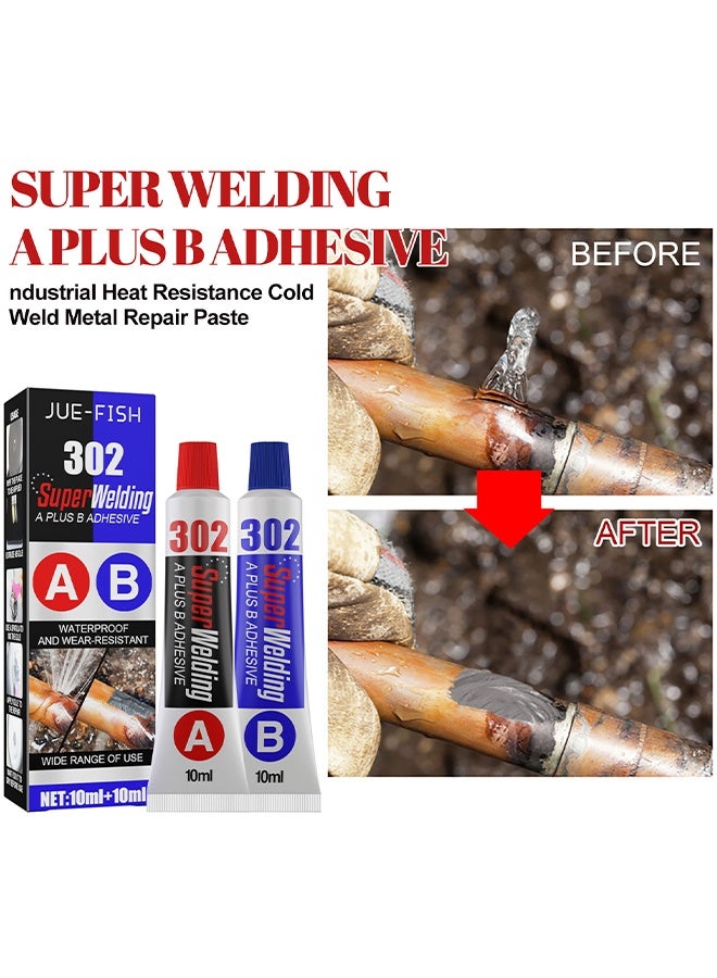 JUE-FISH Liquid Metal Weld Repair Paste, Strong AB Liquid Metal Repair Glue, All-Purpose Epoxy Metal Glue, Industrial Heat Resistance, Cold Chemical Weld For Repairing Metal, Automotive, And More (10ML + 10ML) - Image 2