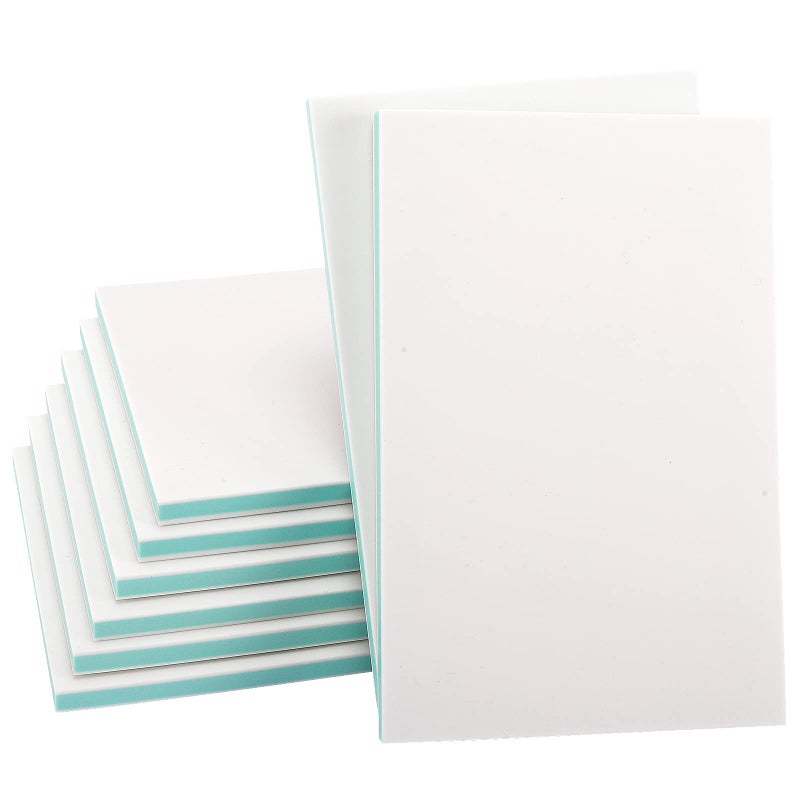 SGHUO 8pcs 4 x 6 Rubber Carving Blocks Soft Linoleum for Printmaking Rectangle Linocut Stamp Carving Tools Easy Cut Lino for Crafts White Outer  Green Inner Layer