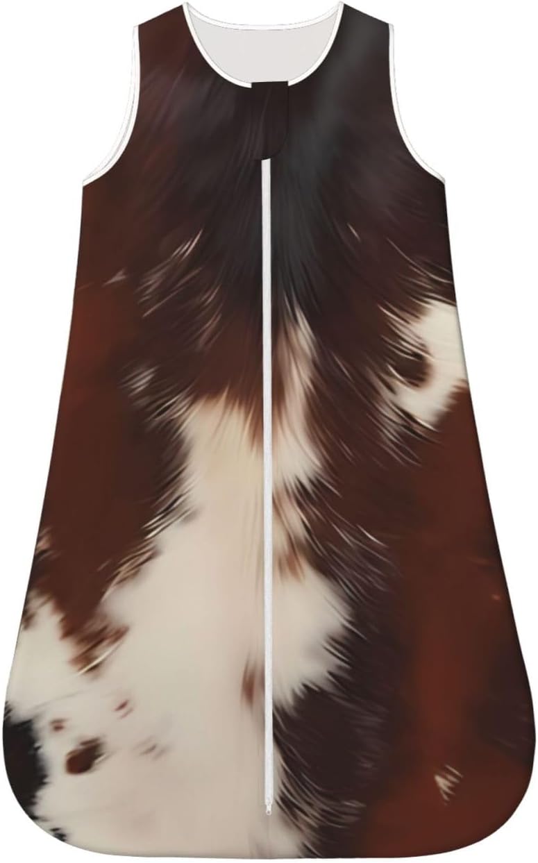 Cowhide Western Americana Animal Print Baby Wearable Blanket Infant Boys Girls Sleeping Bags for Newborn Large - Image 1