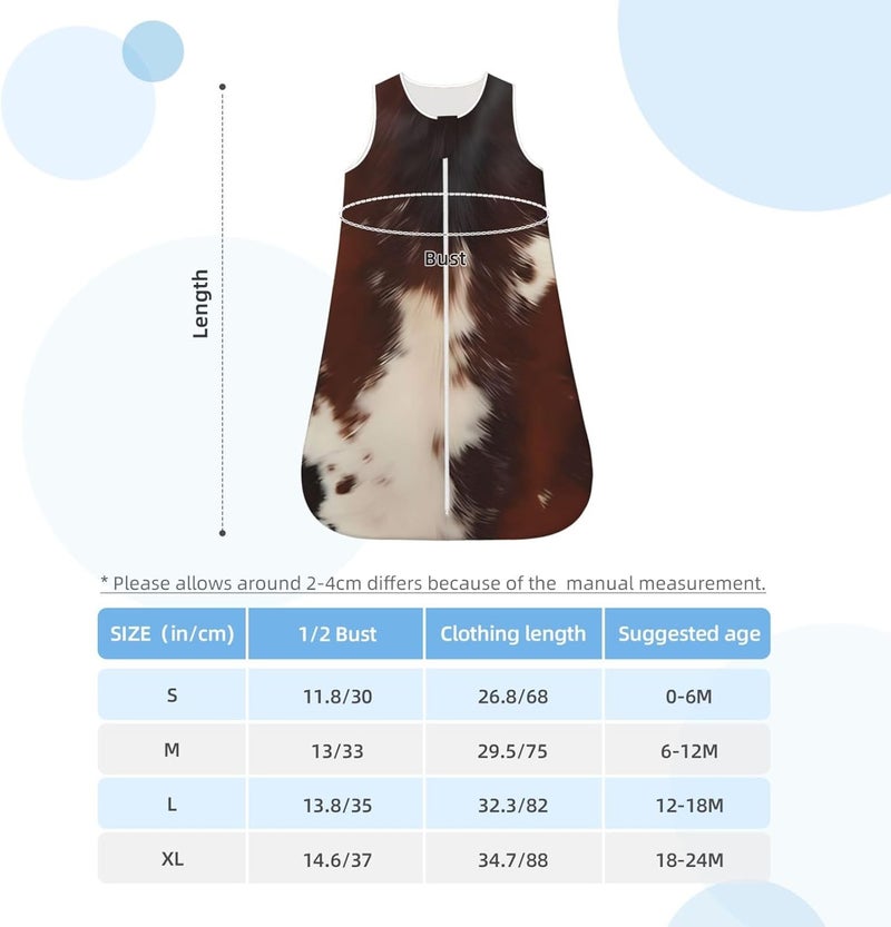 Cowhide Western Americana Animal Print Baby Wearable Blanket Infant Boys Girls Sleeping Bags for Newborn Large - Image 5