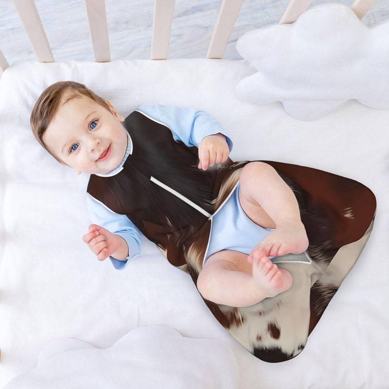 Cowhide Western Americana Animal Print Baby Wearable Blanket Infant Boys Girls Sleeping Bags for Newborn Large - Image 3
