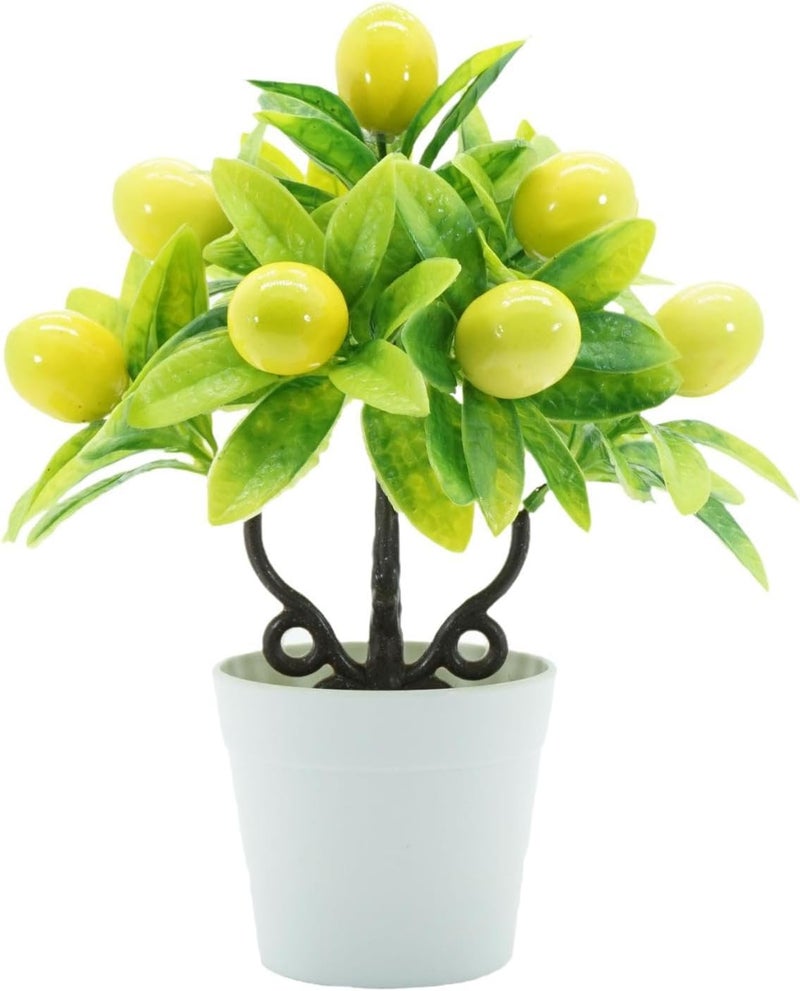 Potted Miniature Plants for Home Display with Artificial Fruits, Lemon - Image 1