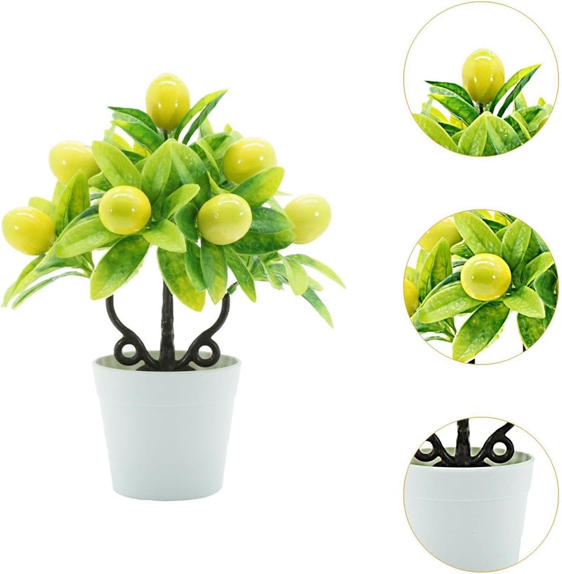 Potted Miniature Plants for Home Display with Artificial Fruits, Lemon - Image 4