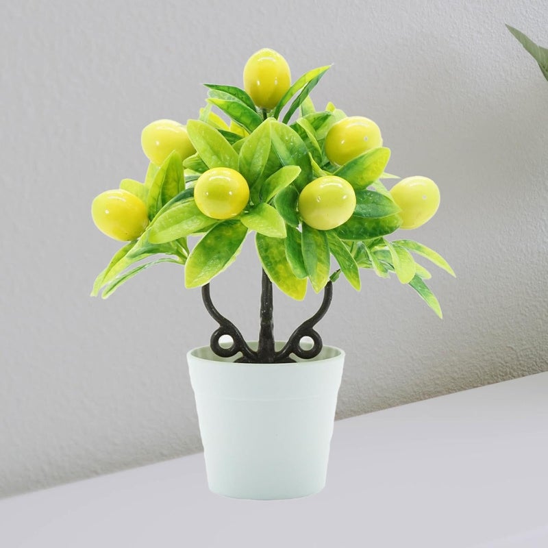 Potted Miniature Plants for Home Display with Artificial Fruits, Lemon - Image 5