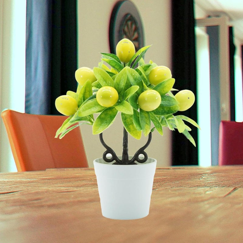 Potted Miniature Plants for Home Display with Artificial Fruits, Lemon - Image 2