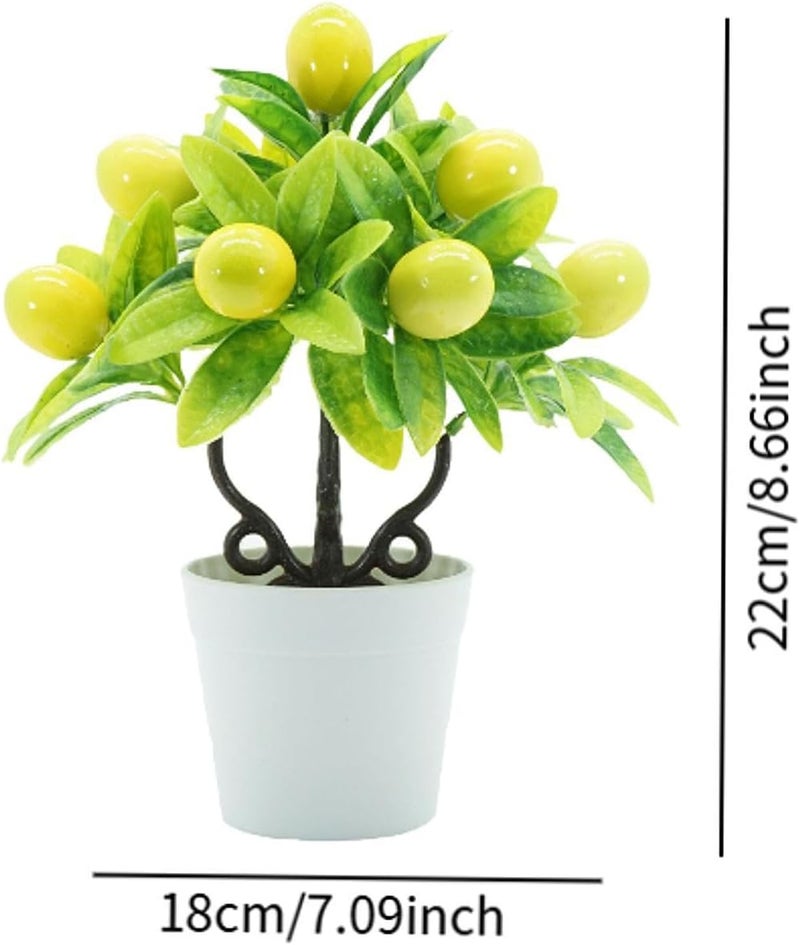 Potted Miniature Plants for Home Display with Artificial Fruits, Lemon - Image 3
