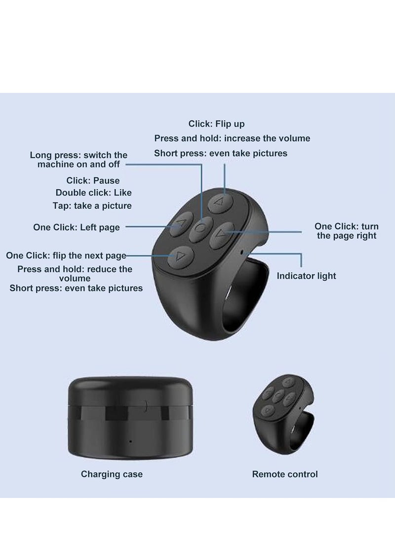 Remote Control Scrolling Ring for Tiktok Page Turner Wireless Camera Shutter Selfie Button for iPhone Android   Black - Image 2