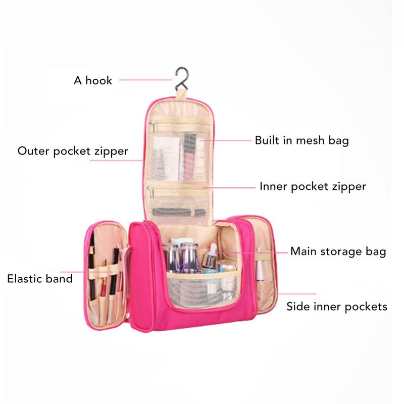 Large Capacity Waterproof Travel Toiletry Bag With Hanging Hook Red 24 x 10 5 x 20 5cm - Image 5