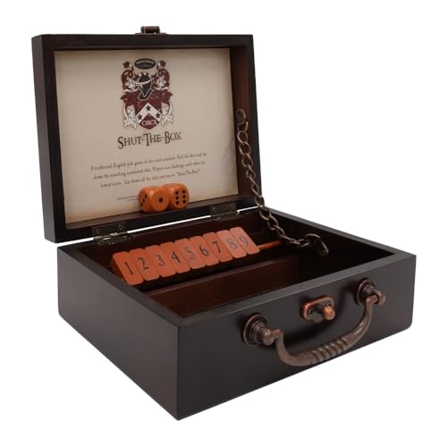 Front Porch Classics, Circa Shut the Box, Wooden 9 Number Dice Game with Case for Travel, for Adults and Kids Ages 8 and Up - Image 1