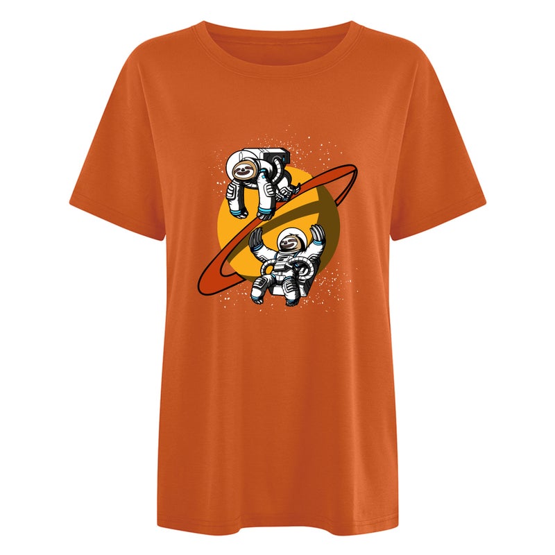 New Shirt Shoulder Sloth Astronaut Moon T-Shirt Loose Pattern Women'S T-Shirt - Image 1