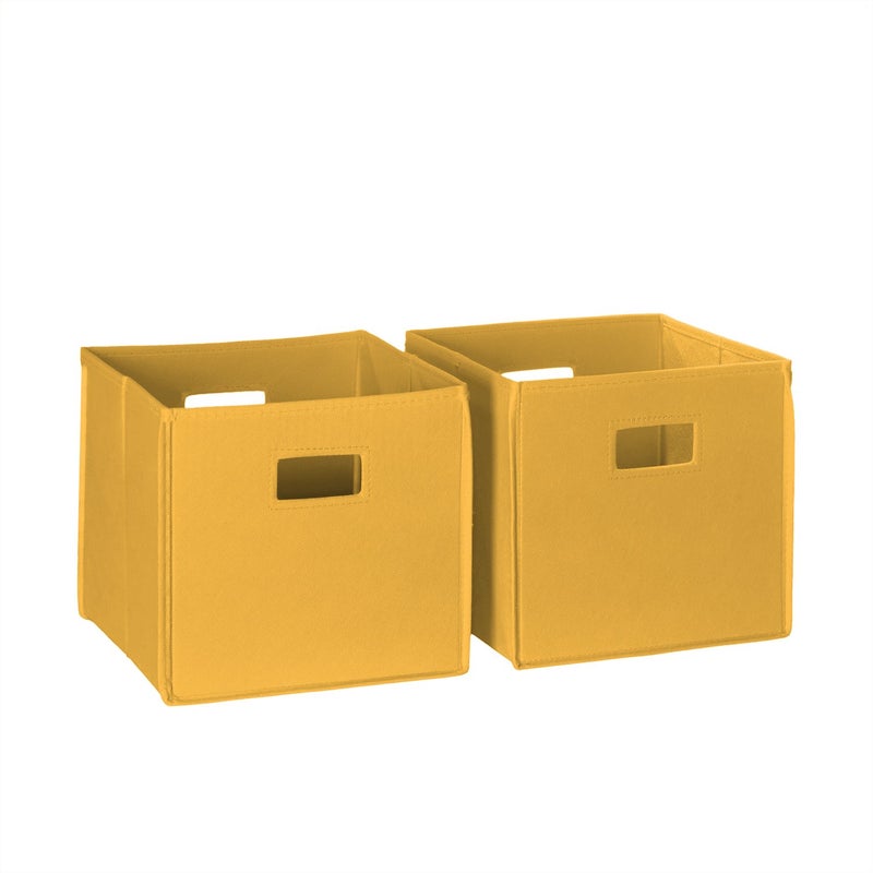 RiverRidge Folding Storage Bins with Handles Golden yellow Cube Storage Organizer for Closet, Bedroom & Playroom - Closet Organizers and Storage Set of 2 - Image 1