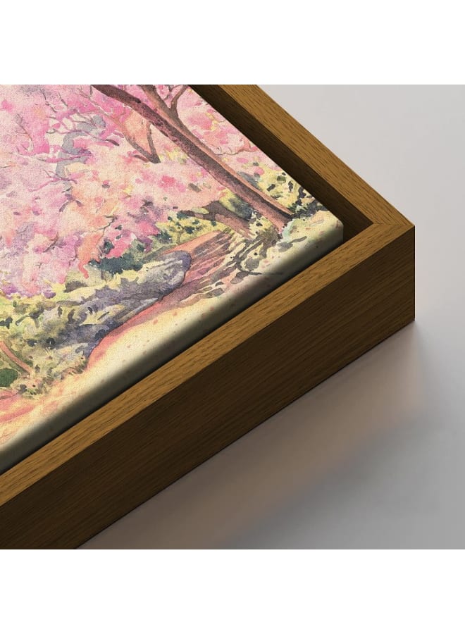 Abstract framed portrait of landscape pink flower of wild cherry tree Framed wall art 120x80
