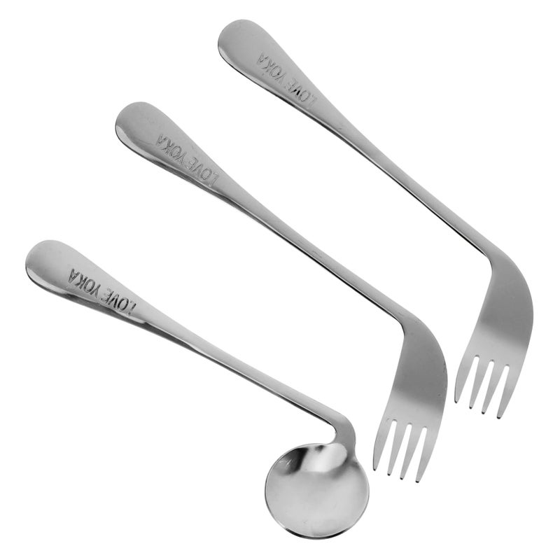 Ergonomic Angled Cutlery Set for Seniors Disabled Adults Lightweight Self Feeding Utensils - Image 2