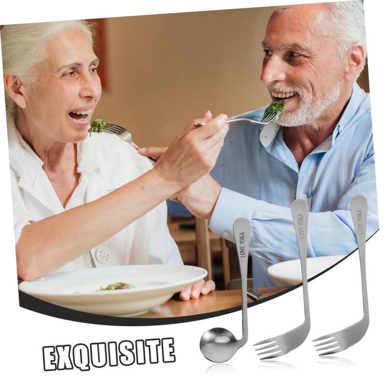 Ergonomic Angled Cutlery Set for Seniors Disabled Adults Lightweight Self Feeding Utensils - Image 4