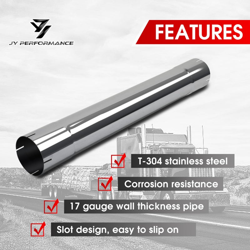 JY PERFORMANCE 5" Muffler Replacement Pipe, 5 Inch Stainless Steel Straight Exhaust Pipe 30" Length - Image 3