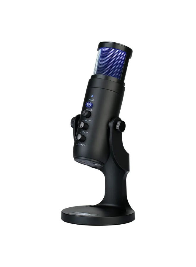 ميكروفون مكثف احترافي ZFSZ MU900 RGB - ميكروفون مكتبي يعمل عبر USB مزود بإضاءة قوس قزح سفلية، وميزة كتم الصوت بضغطة زر واحدة، والتحكم في الصدى ومستوى الصوت، مخصص للألعاب والتسجيل في الاستوديو والبودكاست (التوصيل والتشغيل) - Image 1