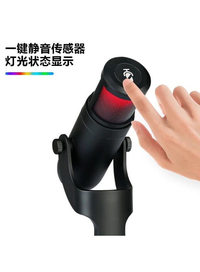 ميكروفون مكثف احترافي ZFSZ MU900 RGB - ميكروفون مكتبي يعمل عبر USB مزود بإضاءة قوس قزح سفلية، وميزة كتم الصوت بضغطة زر واحدة، والتحكم في الصدى ومستوى الصوت، مخصص للألعاب والتسجيل في الاستوديو والبودكاست (التوصيل والتشغيل) - Image 5