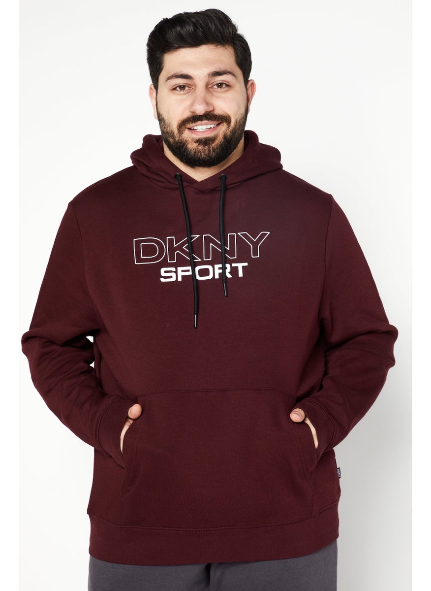 DKNY Sport Men Sports Fit Brand Logo Print Long Sleeves Sweatshirt, Maroon  - Image 1