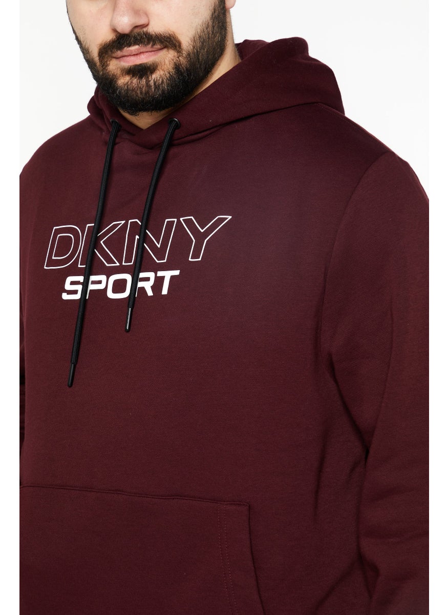 DKNY Sport Men Sports Fit Brand Logo Print Long Sleeves Sweatshirt, Maroon  - Image 4