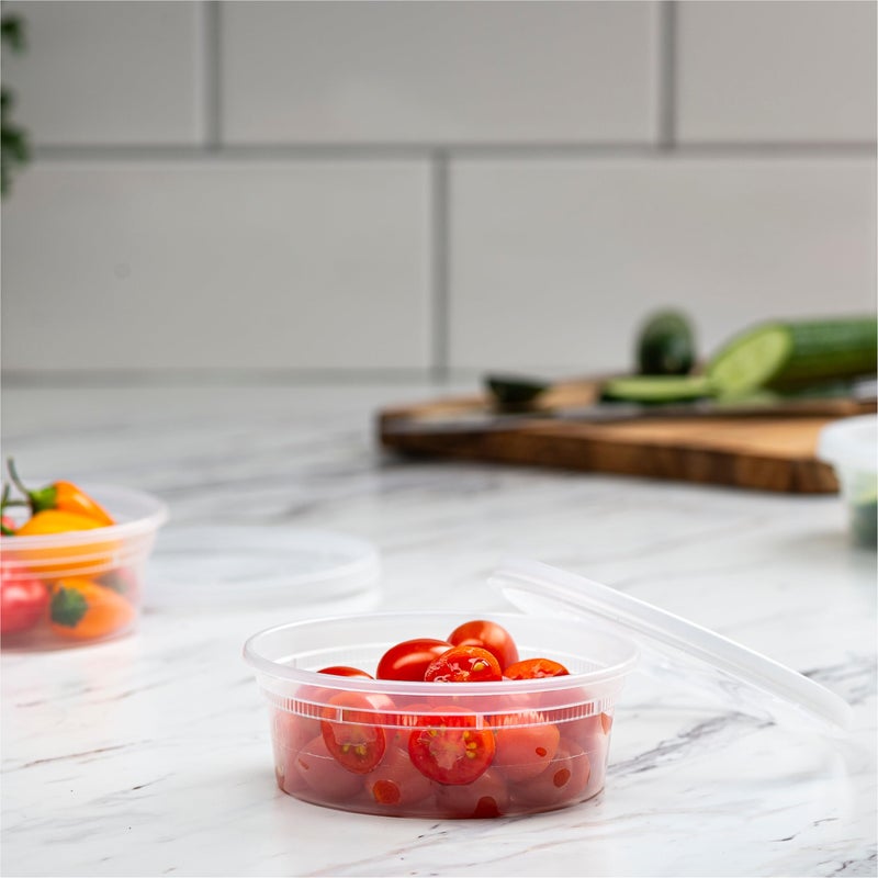 Stack Man [48 Sets - 8 oz.] Plastic Containers with Lids - Slime Containers 8 oz - Small Containers with Lids - Image 3