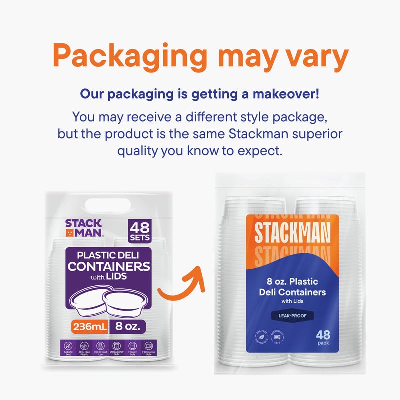 Stack Man [48 Sets - 8 oz.] Plastic Containers with Lids - Slime Containers 8 oz - Small Containers with Lids - Image 5