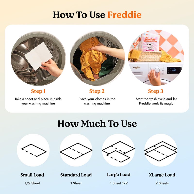 Freddie Low-Waste Laundry Detergent Sheets - Jug Free Format - Pre-Measured Strips - 60 Loads - Unscented for Sensitive Skin - Image 5