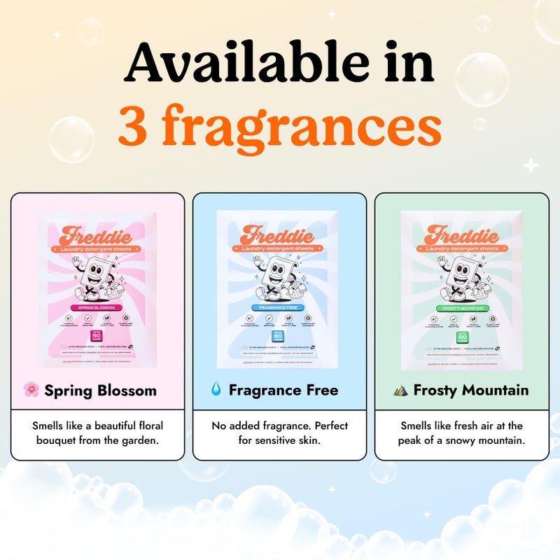 Freddie Low-Waste Laundry Detergent Sheets - Jug Free Format - Pre-Measured Strips - 60 Loads - Unscented for Sensitive Skin - Image 3