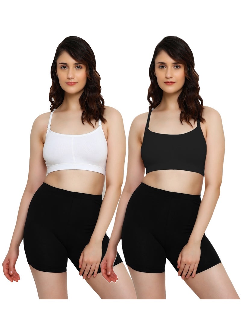 راجني حمالة صدر نسائية للبنات والمراهقات مصنوعة من الليكرا فائقة النعومة ومسامية وقابلة للإزالة وأكواب مصبوبة وتغطية كاملة وسهلة الارتداء، عبوة من قطعتين - Image 1