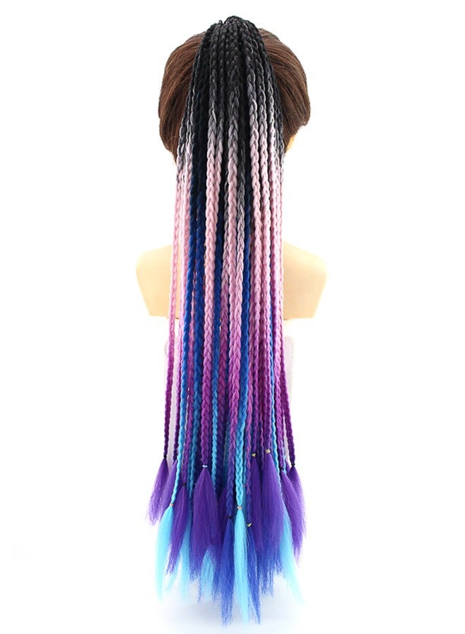 Colorful braids ponytail wig dreadlocks personality headwear - Image 4
