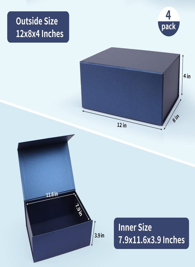 Giftgarden 4 Pack 12”x8”x4” Blue Gift Boxes with Magnetic Lids, Large Collapsible Gift Wrap Box Magnet Clourse for Presents, Mothers Day, Birthday, Wedding, Bridesmaid Groomsman Proposal Box - Image 2