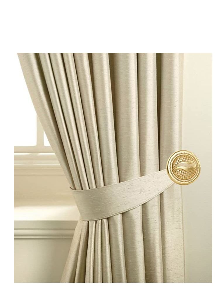 IDT 1 Pair Curtain Holdbacks Window Tie Backs Holders For Bedroom Wall Office Decor Home Sheer Blackout Drapes Blind Curtains Decorations Accessories Buckle Hooks Golden Colour - Image 1