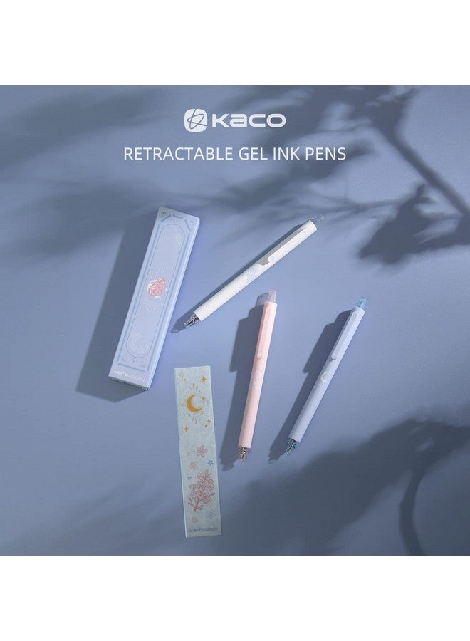 Kaco Gel Pens Cute Stationery 3 Pieces 0.5Mm Fine Point, Quick Drying Pens For Journaling Aesthetic Office Supplies, 2 Black Ink And 1 Coral Ink - Image 5