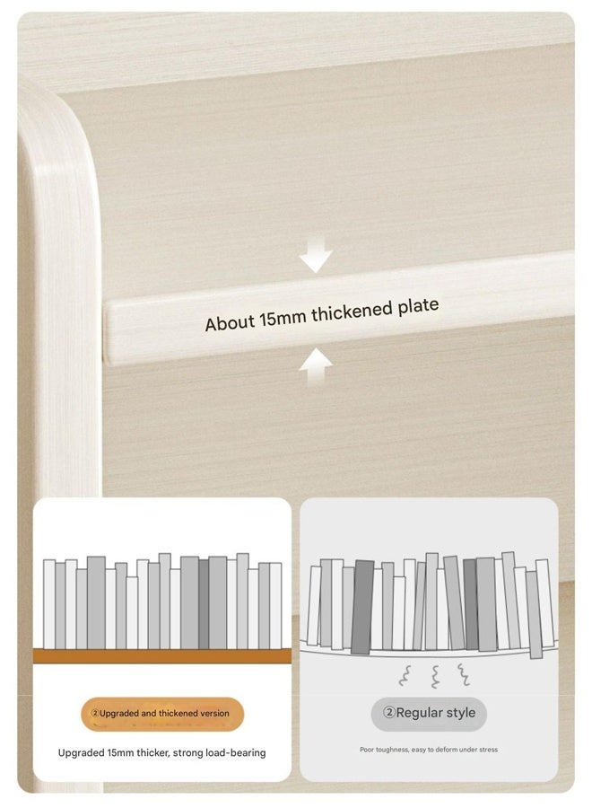 كيكي رفوف كتب قابلة للتعديل متعددة الوظائف مكونة من 4 طبقات، رفوف كتب حديثة طويلة، رفوف تخزين أثاث خشبي سميك لغرفة النوم. - Image 4