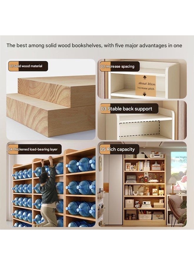 كيكي رفوف كتب قابلة للتعديل متعددة الوظائف مكونة من 4 طبقات، رفوف كتب حديثة طويلة، رفوف تخزين أثاث خشبي سميك لغرفة النوم. - Image 5