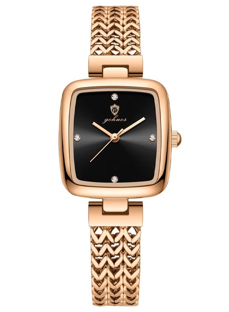 جوهوس ساعة نسائية، سوار من الفولاذ المقاوم للصدأ، ساعة يد كلاسيكية فاخرة تعمل بالكوارتز ومقاومة للماء - 28 مم - Image 4